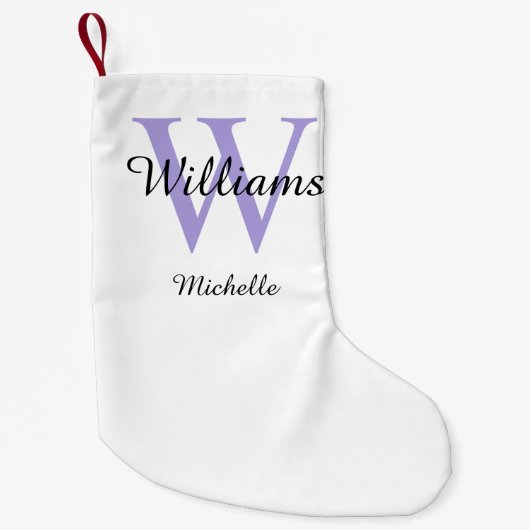 Aangepaste Monogram Lavender Kleine Kerstsok (Voorkant)