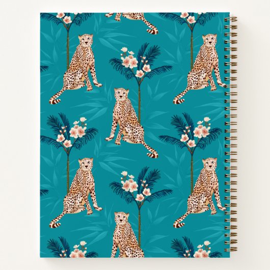 Aangepaste Monogram Leopard Palm Pattern Journal Notitieboek (Achterkant)