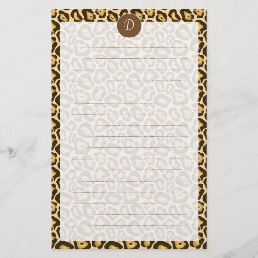 Aangepaste monogram leopard printpapier briefpapier (Voorkant)