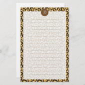 Aangepaste monogram leopard printpapier briefpapier (Voorkant / Achterkant)