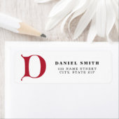 Aangepaste monogram letter D - rode kleur Etiket (Insitu)