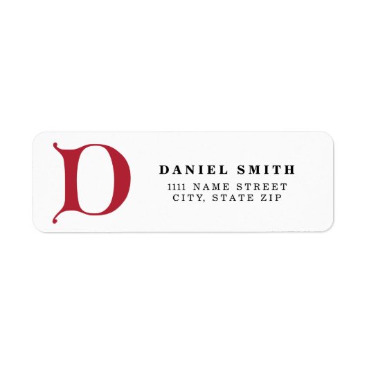 Aangepaste monogram letter D - rode kleur Etiket (Voorkant)