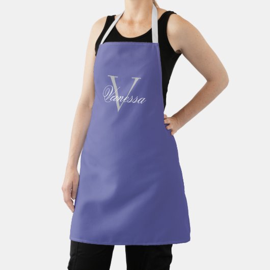 Aangepaste monogram letter/naam Periwinkle Apron Schort (Insitu)