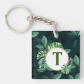 Aangepaste monogram letter Plant leaf huis of auto Sleutelhanger (voorkant)