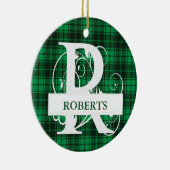 Aangepaste monogram letter R Groene spelachtergron Keramisch Ornament (Rechts)