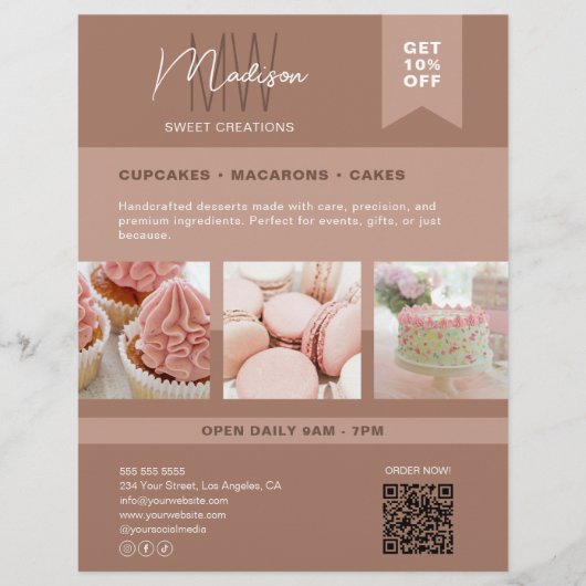 Aangepaste Monogram Logo Bakery Flyer (Voorkant)