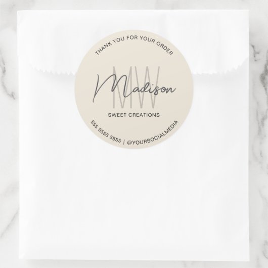 Aangepaste Monogram Logo Bakkerij Sticker (Tas)