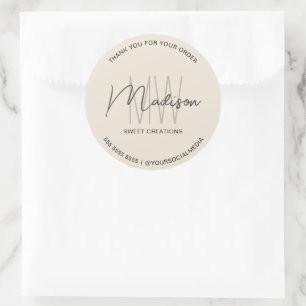 Aangepaste Monogram Logo Bakkerij Sticker