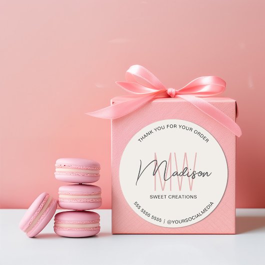 Aangepaste Monogram Logo Bakkerij Sticker