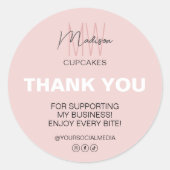 Aangepaste Monogram Logo Bedankt Bakkerij Business Ronde Sticker (Voorkant)