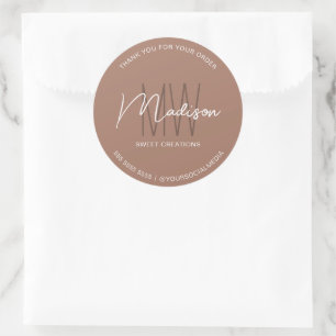 Aangepaste Monogram Logo Bruine Bakkerij Sticker