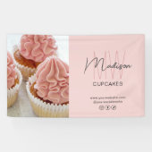 Aangepaste Monogram Logo Foto Roze Bakkerij Busine Spandoek (Horizontaal)