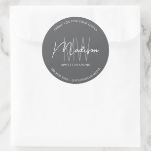 Aangepaste Monogram Logo Grijs Bakkerij Sticker