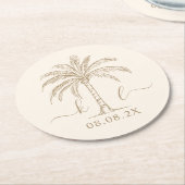 Aangepaste monogram Logo palmboom Ronde Kartonnen Onderzetter (Gebogen)