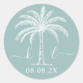 Aangepaste monogram Logo palmboom Ronde Sticker (Voorkant)
