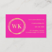 Aangepaste Monogram Logo Roze Goud Visitekaartje (Achterkant)