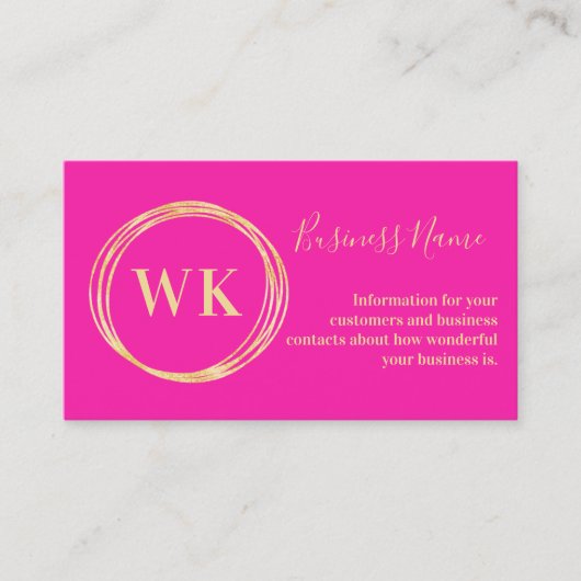 Aangepaste Monogram Logo Roze Goud Visitekaartje (Voorkant)