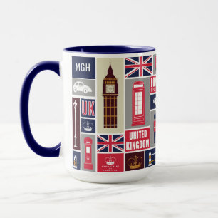 Aangepaste Monogram London UK Pictogrammen Mok