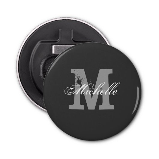 Aangepaste monogram magnetisch bier flesopener button flesopener (Voorkant)