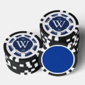 Aangepaste Monogram Marine Blauw en Wit Poker Chip (Opstapeling)