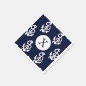Aangepaste monogram marineblauw anker servetten (Hoek)