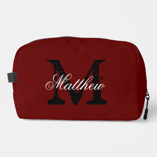 Aangepaste monogram maroon rode toilettas kit toilettasje (Voorkant)