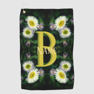Aangepaste monogram met je eerste naam Madeliefje Golfhanddoek