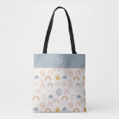 Aangepaste Monogram met Pastel Regenboog & Zon Min Draagtas (Voorkant)