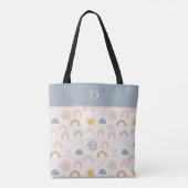 Aangepaste Monogram met Pastel Regenboog & Zon Min Draagtas (Achterkant)