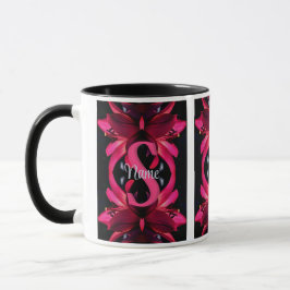 Aangepaste monogram met uw eerste naam lelie bloem mok
