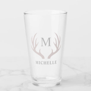 Aangepaste Monogram met zwart wit hert Antler Glas