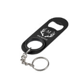 Aangepaste Monogram met zwart wit hert Antler Mini Flessenopener (Achterkant Gekanteld)