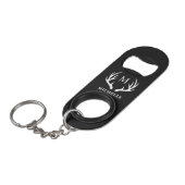Aangepaste Monogram met zwart wit hert Antler Mini Flessenopener (Voorkant Gekanteld)
