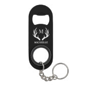Aangepaste Monogram met zwart wit hert Antler Mini Flessenopener (Achterkant)