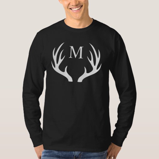Aangepaste Monogram met zwart wit hert Antler T-shirt (Voorkant)