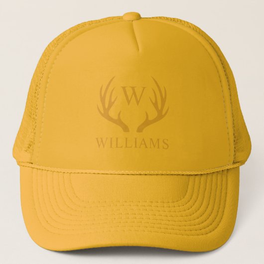 Aangepaste Monogram met zwart wit hert Antler Trucker Pet (Voorkant)