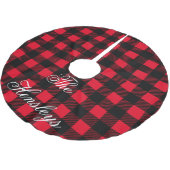 Aangepaste monogram met zwarte en rode plaat kerstboom rok (Gekanteld)