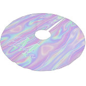 Aangepaste Monogram Metallic Regenboog Iridescent  Kerstboom Rok (Gekanteld)