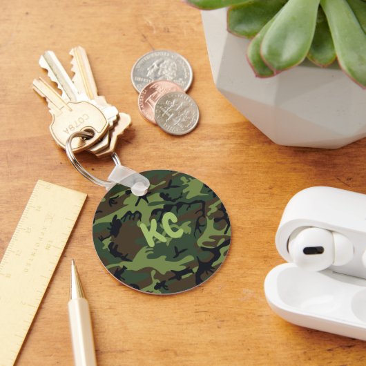 Aangepaste Monogram Militaire Groene Camouflage Sleutelhanger (Bureau)