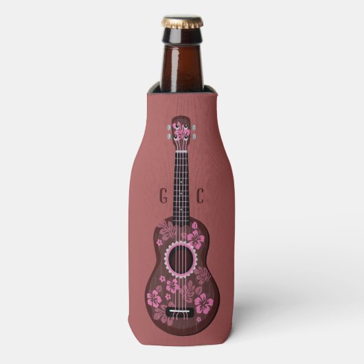 Aangepaste monogram monogram fles koeler Ukulele (Fles Voorkant)