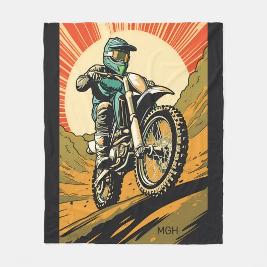 Aangepaste Monogram Motorcross Fleece Deken (Voorkant)