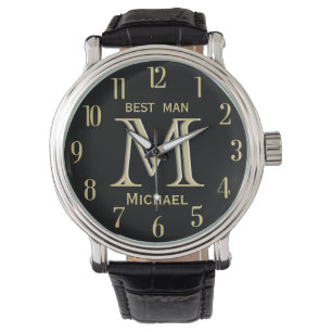 Aangepaste monogram naam Beste man Gfit Weddenscha Horloge