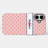 Aangepaste Monogram Naam Blush Roze Bloemen Case-Mate iPhone Case (Achterkant (horizontaal))