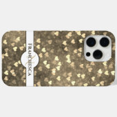 Aangepaste monogram naam Brown Heart Bokeh Art Case-Mate iPhone Case (Achterkant (horizontaal))