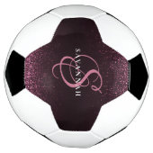 Aangepaste monogram naam Cool Girly Glitter Voetbal (Gedraaid)