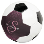 Aangepaste monogram naam Cool Girly Glitter Voetbal (Drie kwart)