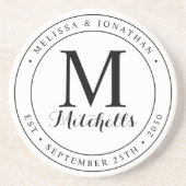 Aangepaste monogram Naam Datum bruiloft Zandsteen Onderzetter (Voorkant)