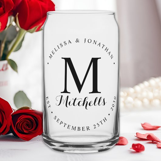 Aangepaste Monogram Naam Datum Moderne Elegante Br Blikvorm Glas