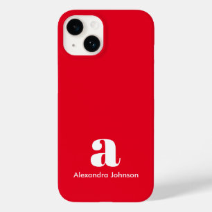 Aangepaste monogram naam Eenvoudig rood modern Case-Mate iPhone 14 Hoesje