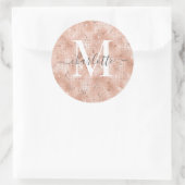 Aangepaste monogram naam Faux Roos Gold Glitter Fo Ronde Sticker (Tas)